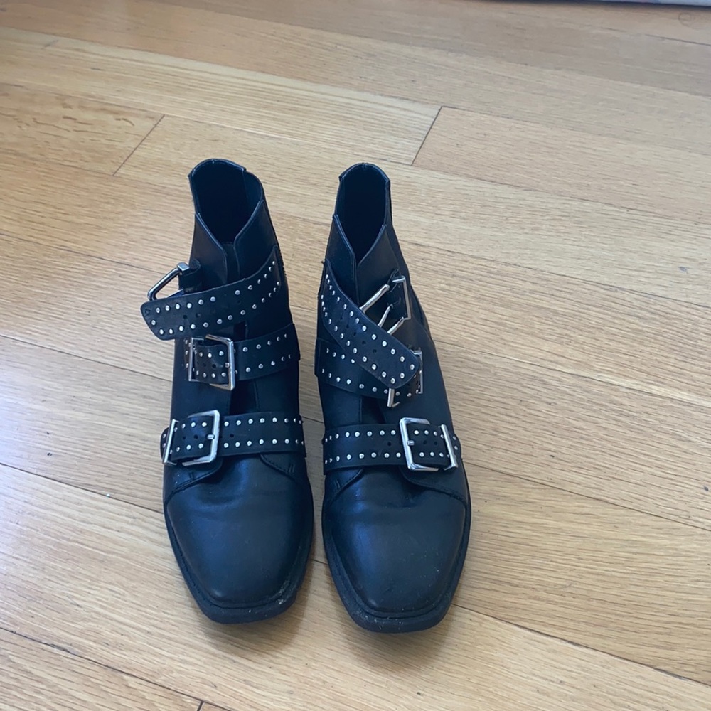 Black leather boots